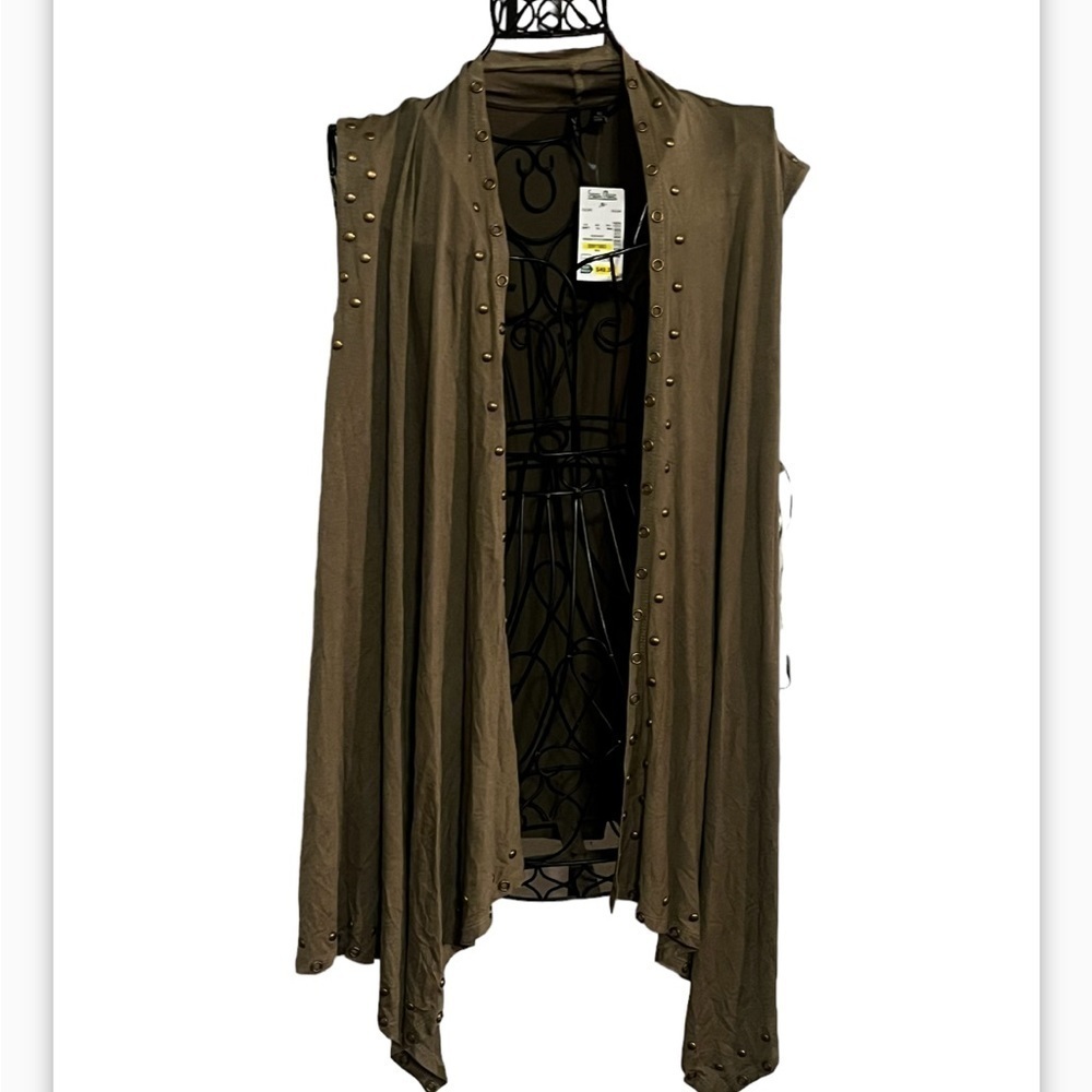 VENINI Open Front Duster Studded Kimmo Sz XL Women Green - Picture 2 of 9